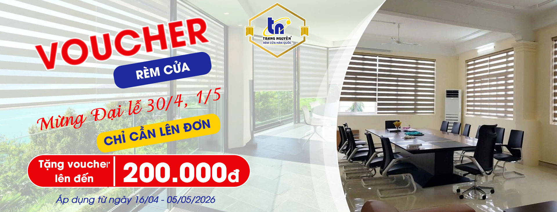 Mừng Đại lễ 30-4 khuyến mãi Rèm cửa tại Trang Nguyễn