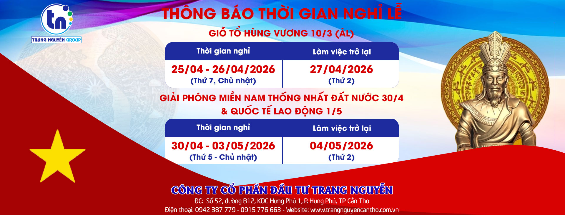 Lịch nghỉ Lễ 30/4 2026